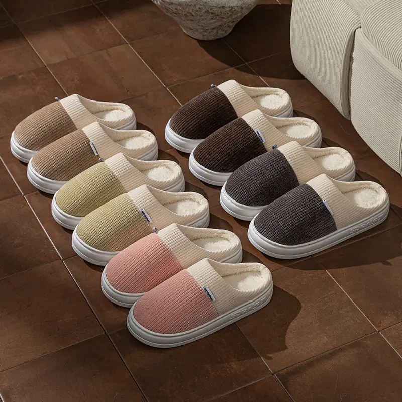 Women's Autumn and Winter Indoor Home Bedroom Plush Thick-Soled Warm Comfortable Cotton Slippers with a Stepping-On-Clouds Feel - Image 8