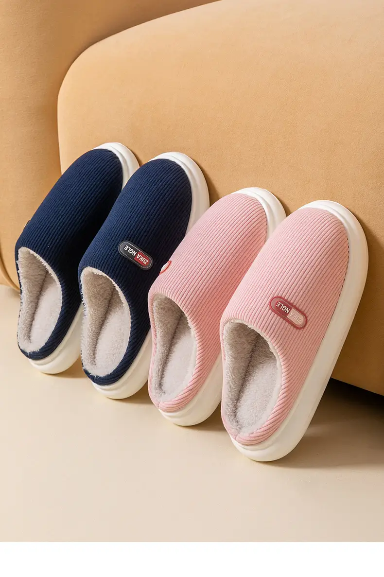 Liangcheng Cotton Slippers for Women 2025 New Autumn and Winter Home Couple Thick-Soled Warm Anti-Slip Home Indoor Cotton Slippers — feature 12