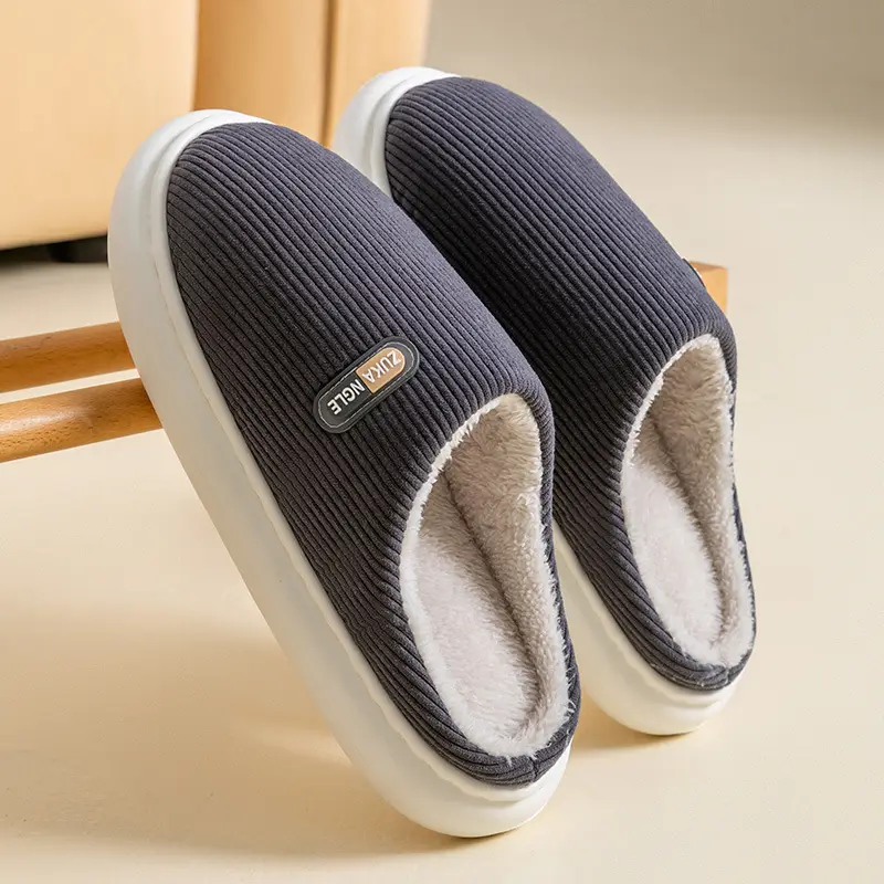 Liangcheng Cotton Slippers for Women 2025 New Autumn and Winter Home Couple Thick-Soled Warm Anti-Slip Home Indoor Cotton Slippers - Image 3