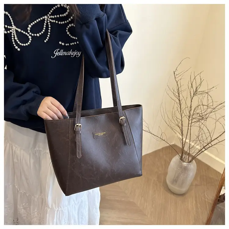 New Korean Style Brown Large Capacity Tote Bag for Women — feature 14