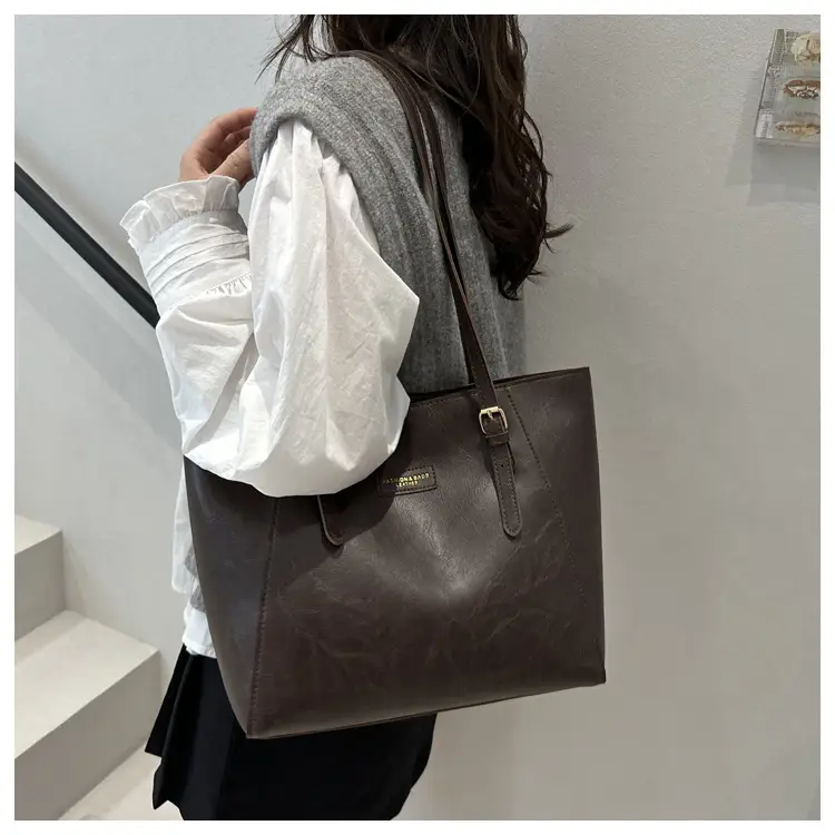 New Korean Style Brown Large Capacity Tote Bag for Women — feature 20