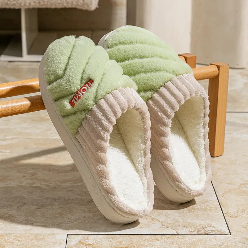 Retro Plaid Cotton Slippers for Women Autumn and Winter 2025 New Indoor Household Thick-Soled Non-Slip Warm Plush Confinement Shoes - Image 12