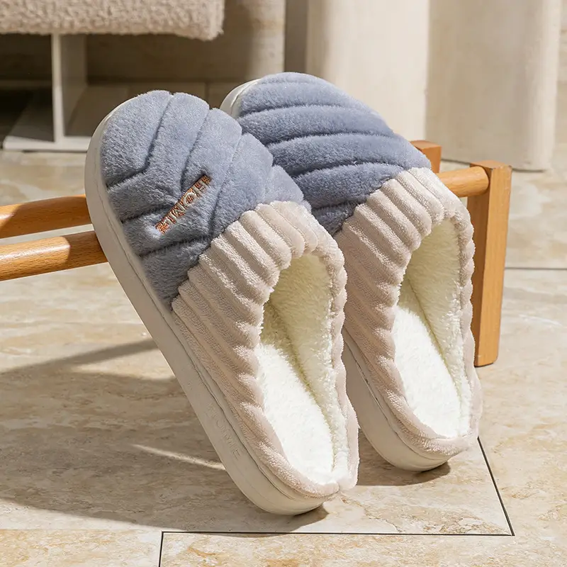 Retro Plaid Cotton Slippers for Women Autumn and Winter 2025 New Indoor Household Thick-Soled Non-Slip Warm Plush Confinement Shoes - Image 13