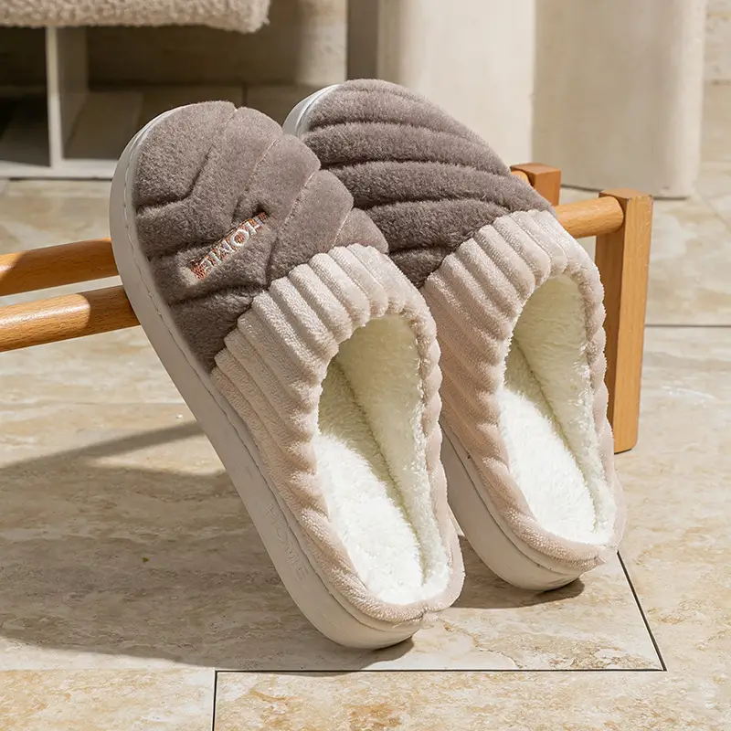 Retro Plaid Cotton Slippers for Women Autumn and Winter 2025 New Indoor Household Thick-Soled Non-Slip Warm Plush Confinement Shoes - Image 14