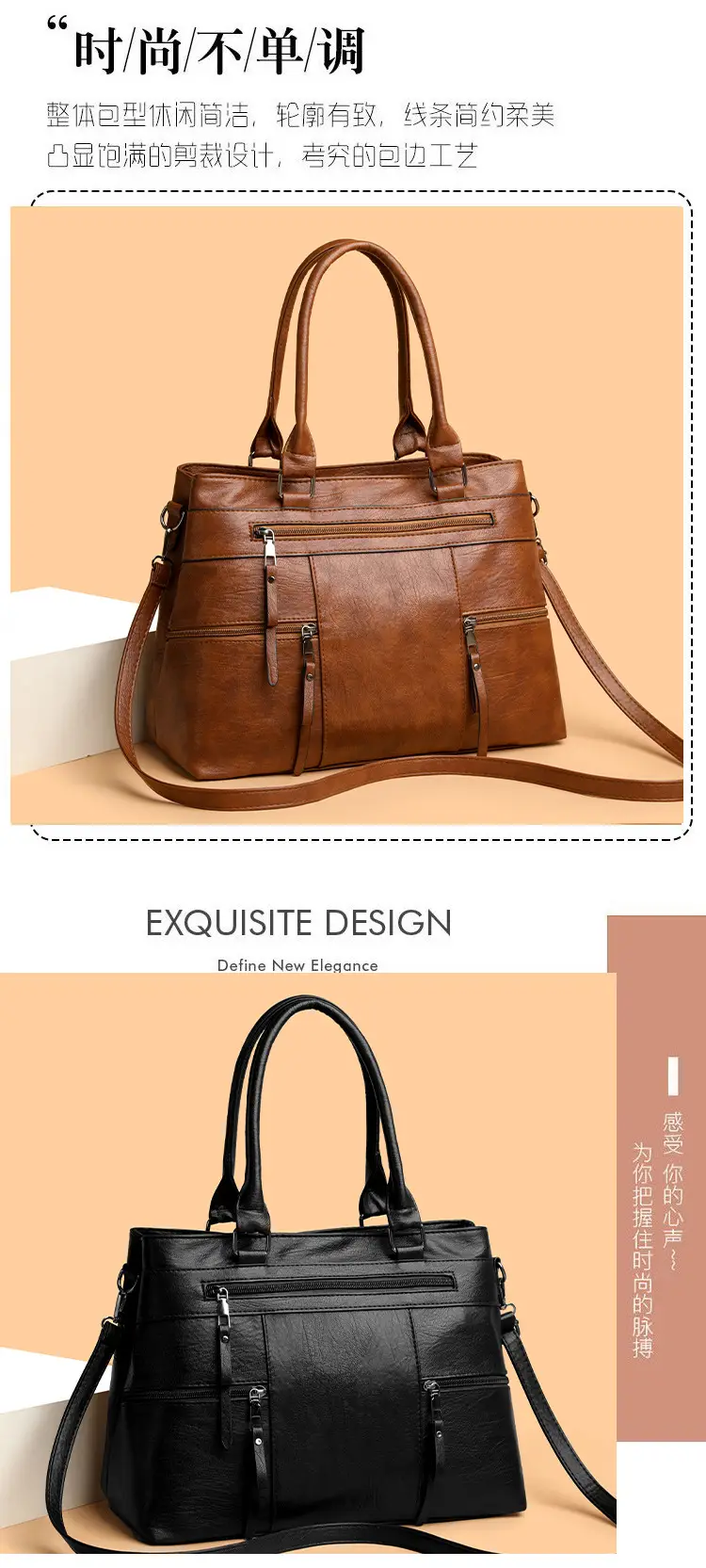 Women Crossbody Bag Brown Leather 2025 New European American Retro Style — feature 10