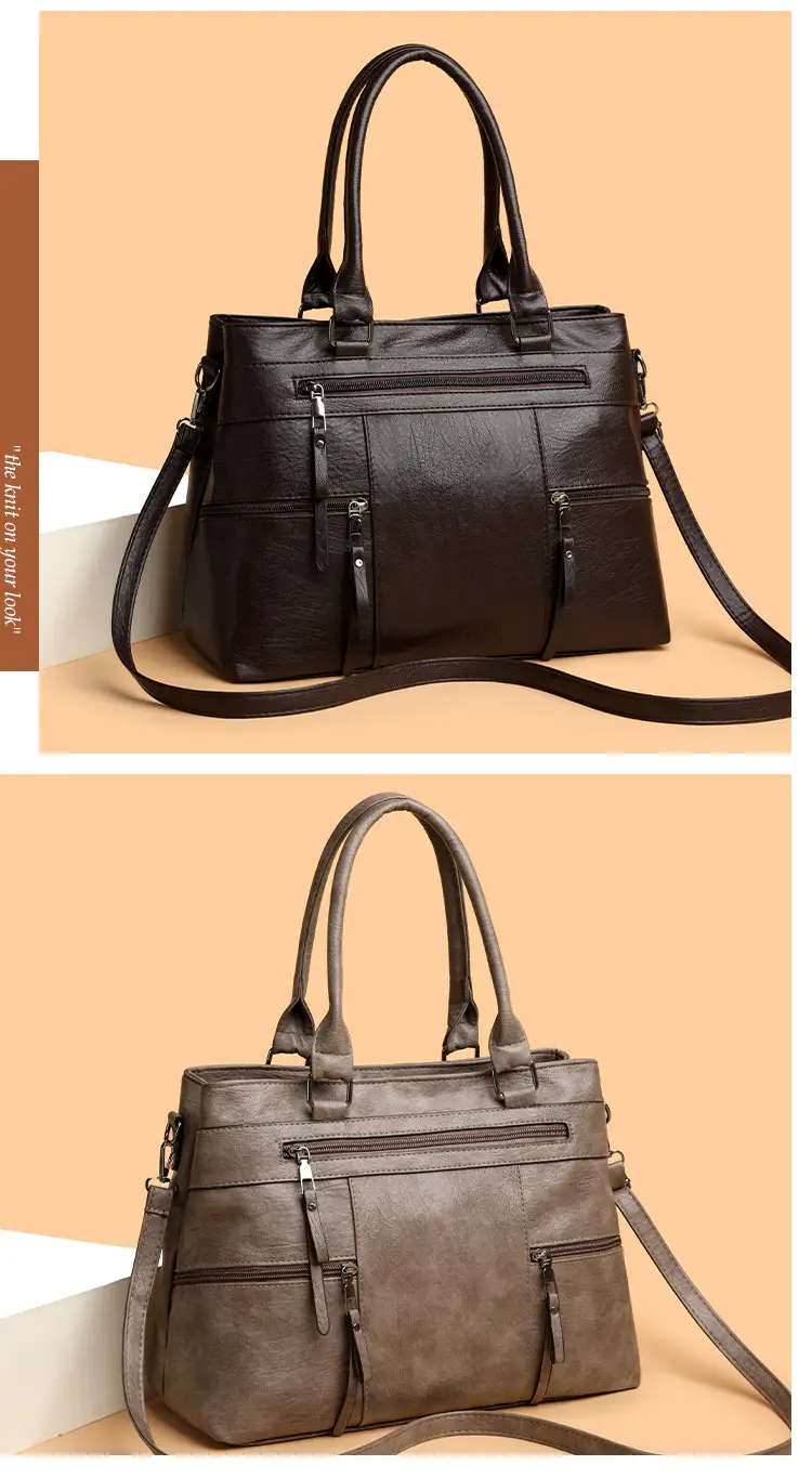 Women Crossbody Bag Brown Leather 2025 New European American Retro Style — feature 11