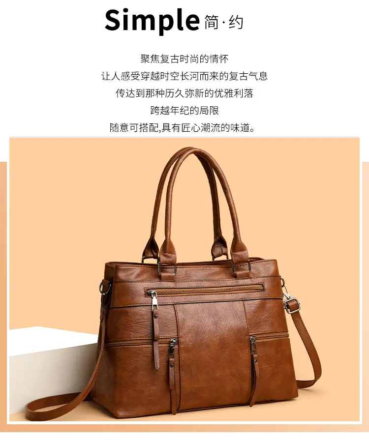 Women Crossbody Bag Brown Leather 2025 New European American Retro Style — feature 13