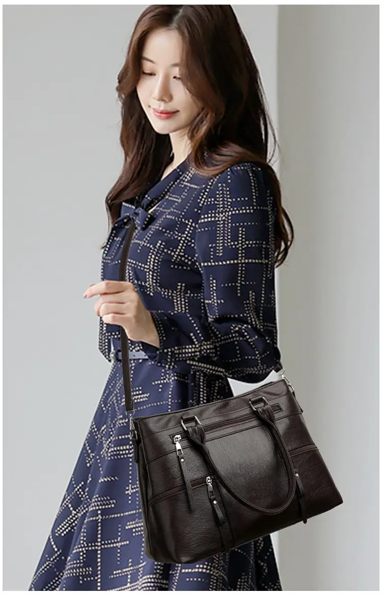 Women Crossbody Bag Brown Leather 2025 New European American Retro Style — feature 16