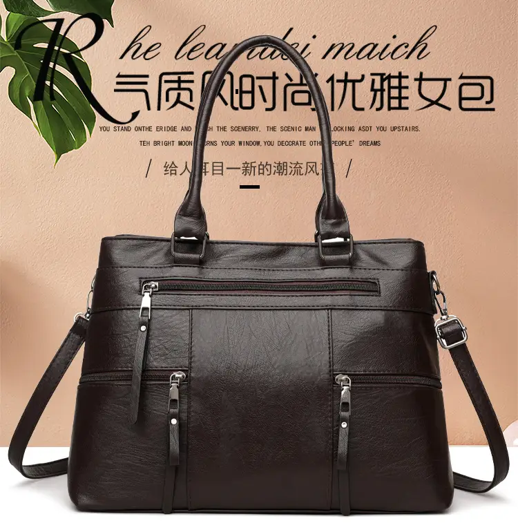 Women Crossbody Bag Brown Leather 2025 New European American Retro Style — feature 2