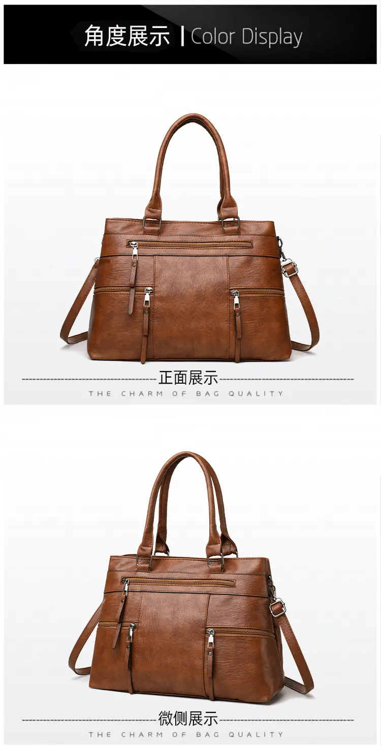 Women Crossbody Bag Brown Leather 2025 New European American Retro Style — feature 20