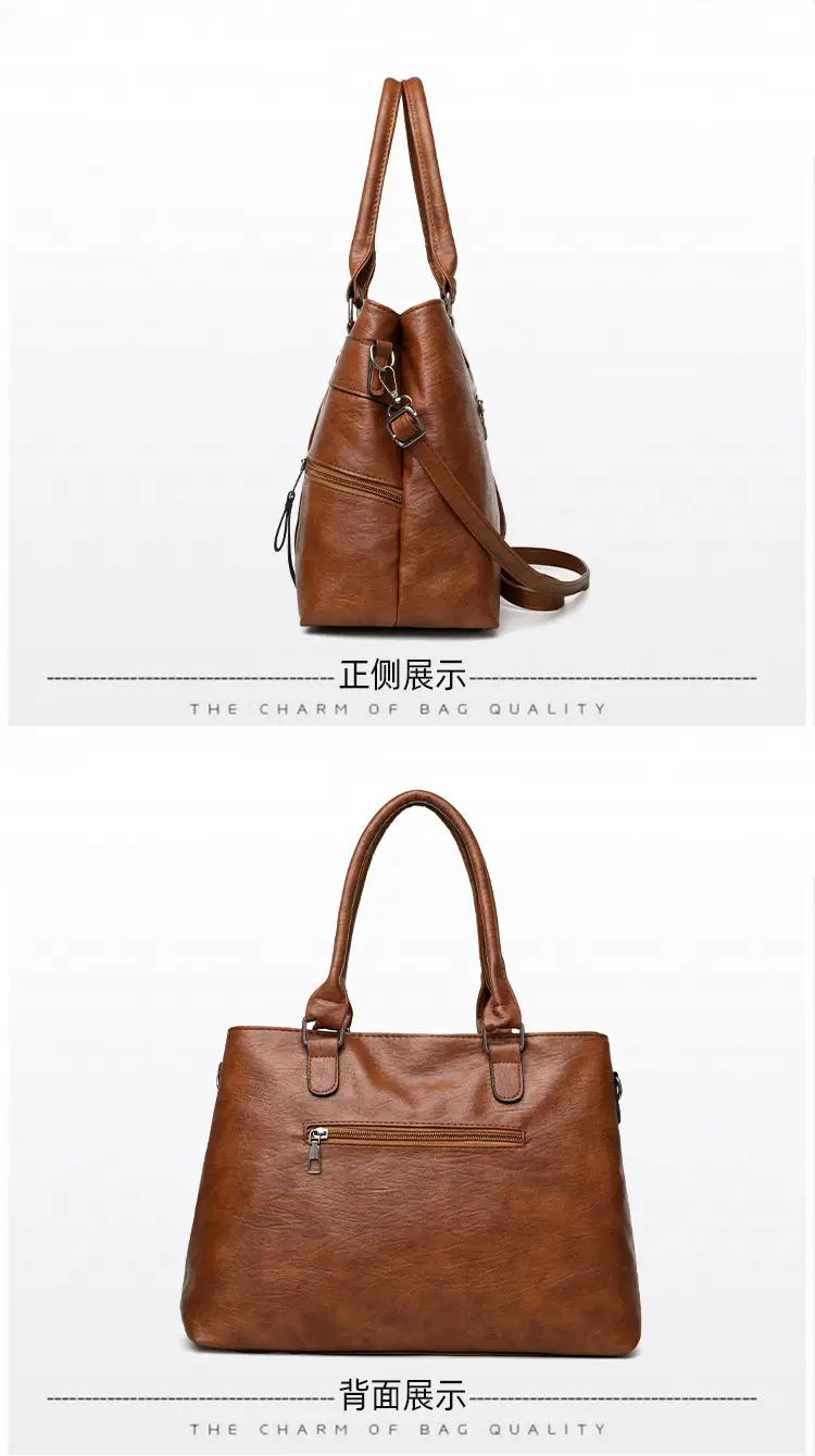 Women Crossbody Bag Brown Leather 2025 New European American Retro Style — feature 21