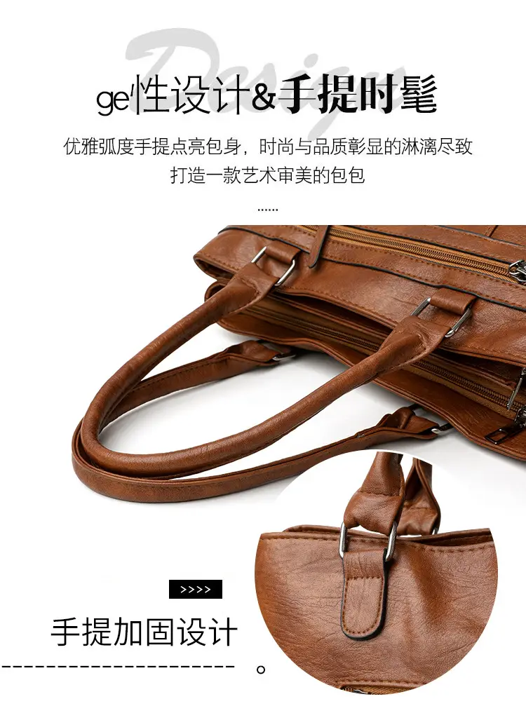 Women Crossbody Bag Brown Leather 2025 New European American Retro Style — feature 7