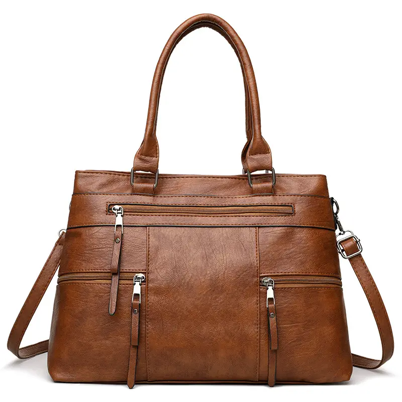 Women Crossbody Bag Brown Leather 2025 New European American Retro Style - Image 4