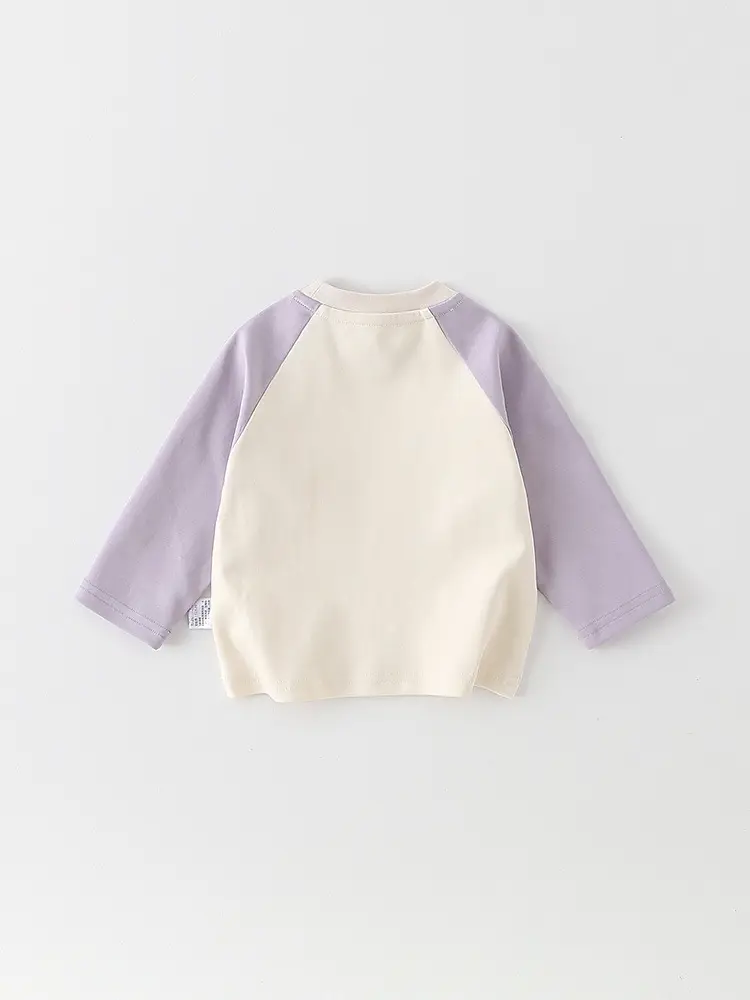 Boys Long Sleeve Cartoon T-Shirt Cream Lavender 2026 - Image 4