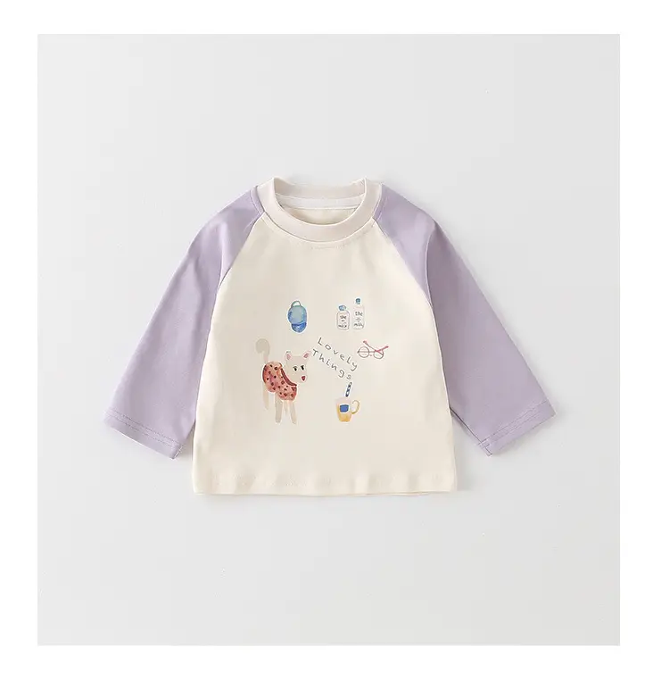 Boys Long Sleeve Cartoon T-Shirt Cream Lavender 2026 — feature 12
