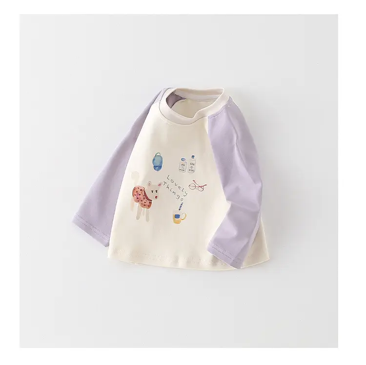 Boys Long Sleeve Cartoon T-Shirt Cream Lavender 2026 — feature 13