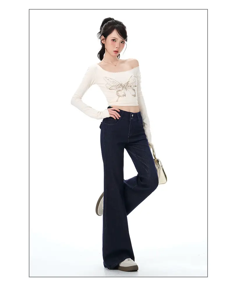 Dark Blue Micro-Flared Jeans for Women 2025 — feature 8