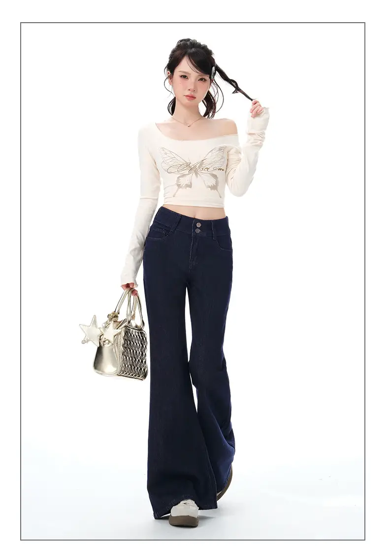 Dark Blue Micro-Flared Jeans for Women 2025 — feature 9
