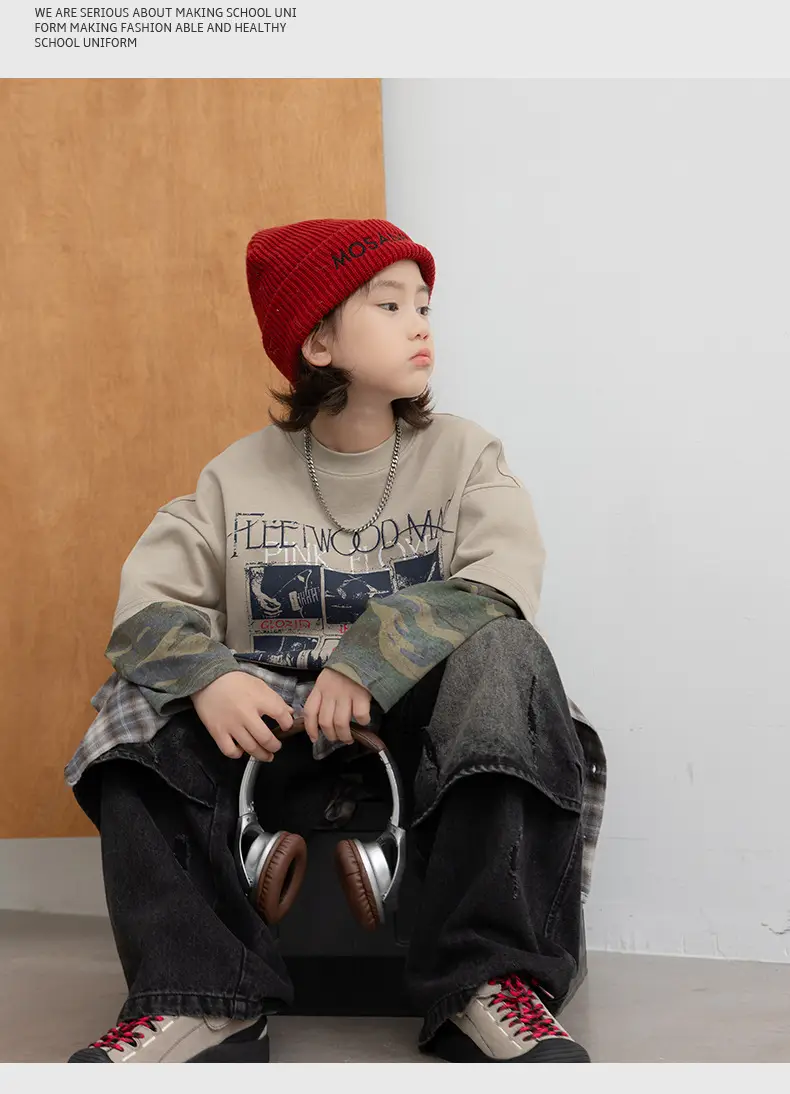 Boys Fake Two-Piece Long Sleeve T-Shirt Autumn 2026 — feature 9