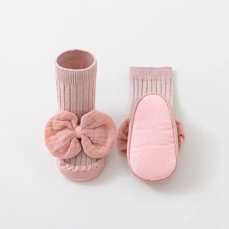 Pink Bow Baby Socks Toddler Non-Slip Soft