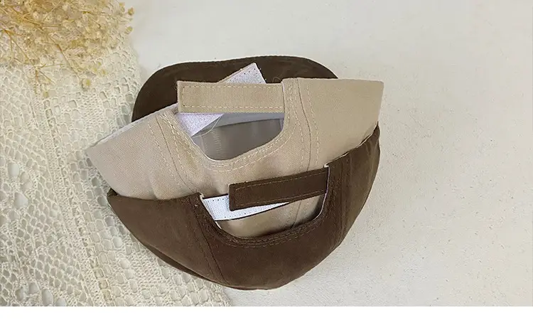 Cotton Linen Baby Cap Red Trim Peaked Spring Autumn — feature 3