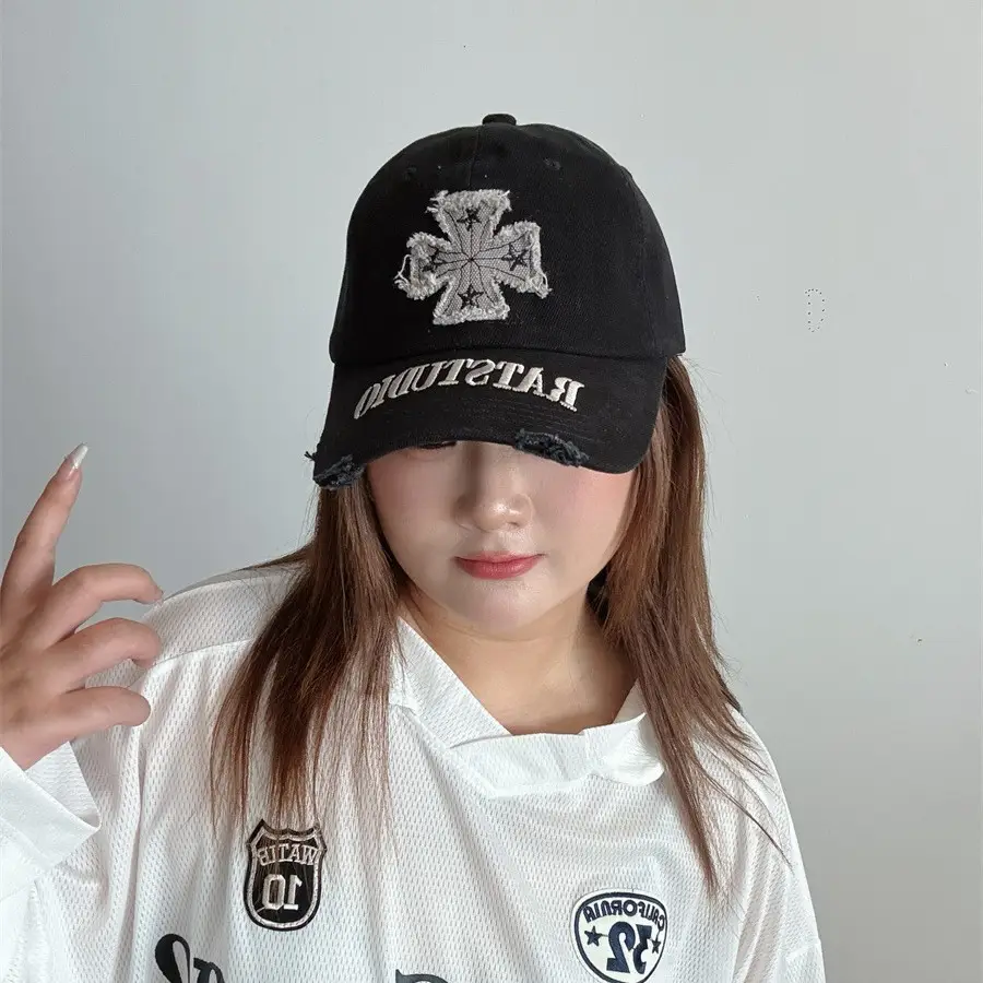 Women's Black Rats Studio Baseball Cap with Embroidered Clover - Image 7