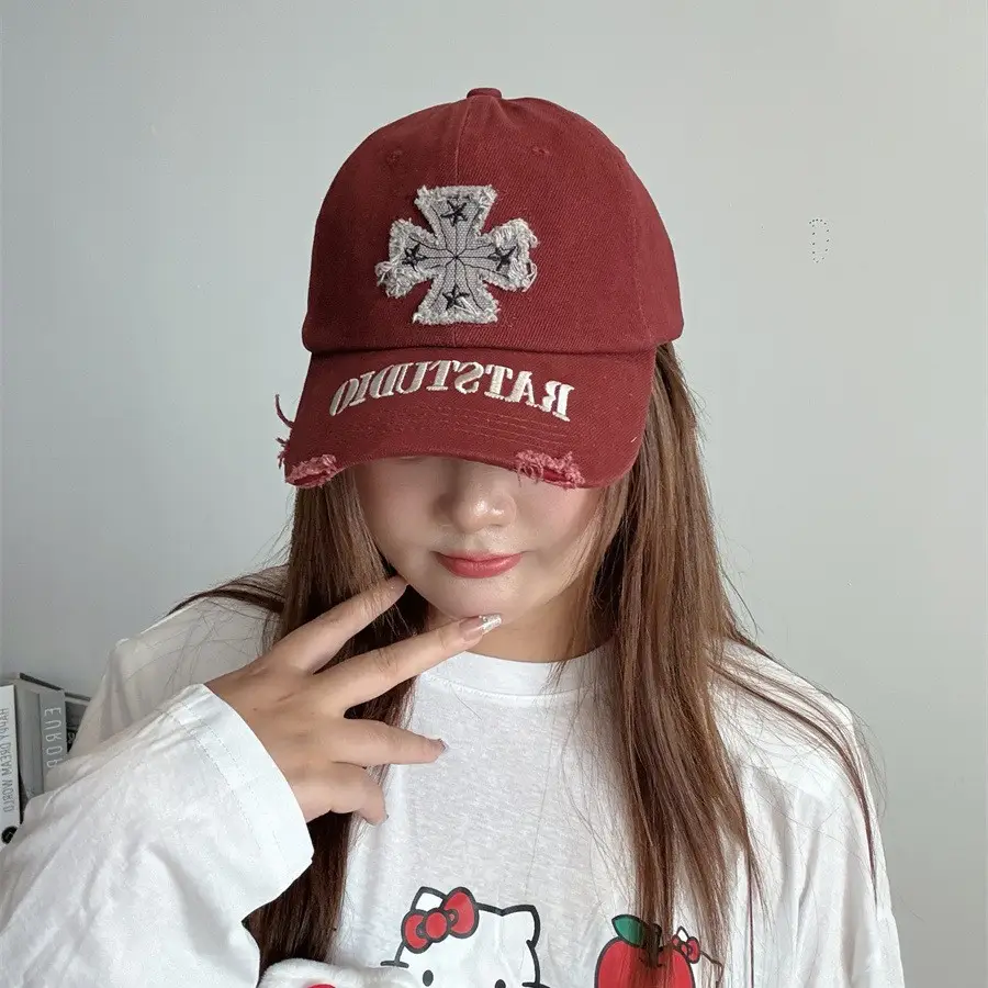 Women's Black Rats Studio Baseball Cap with Embroidered Clover - Image 8