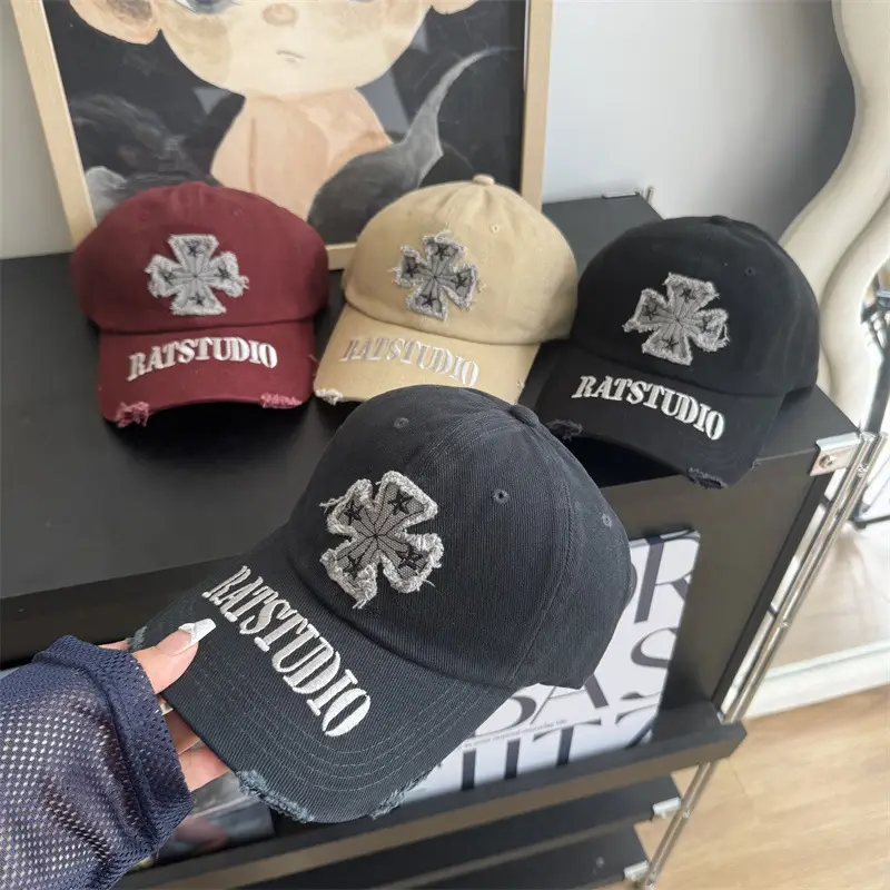 Women's Black Rats Studio Baseball Cap with Embroidered Clover — feature 1