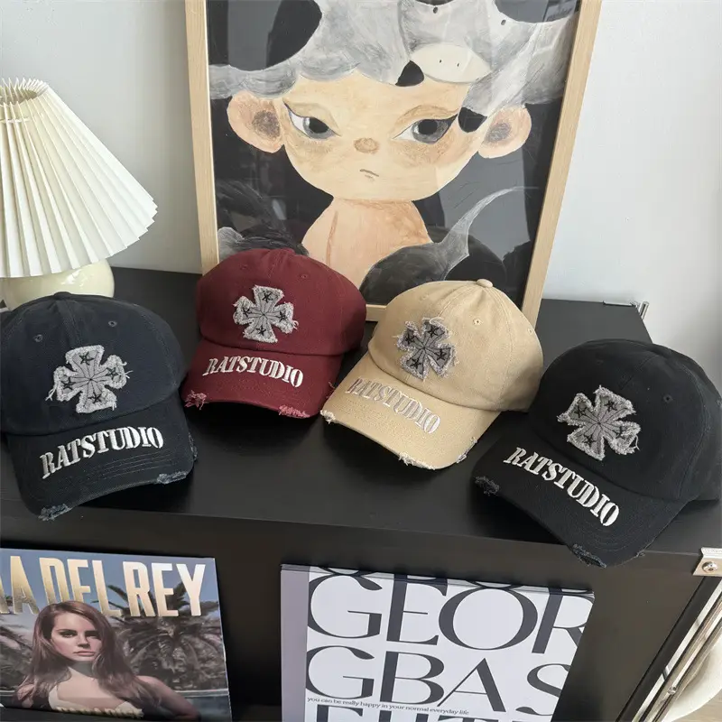 Women's Black Rats Studio Baseball Cap with Embroidered Clover — feature 2