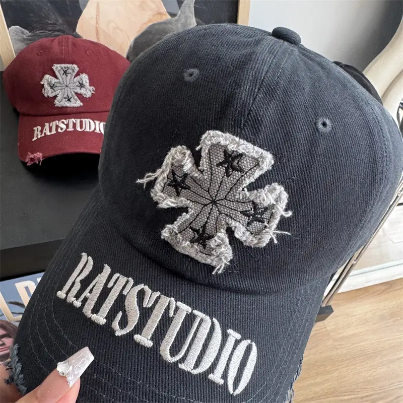 Women's Black Rats Studio Baseball Cap with Embroidered Clover — feature 3