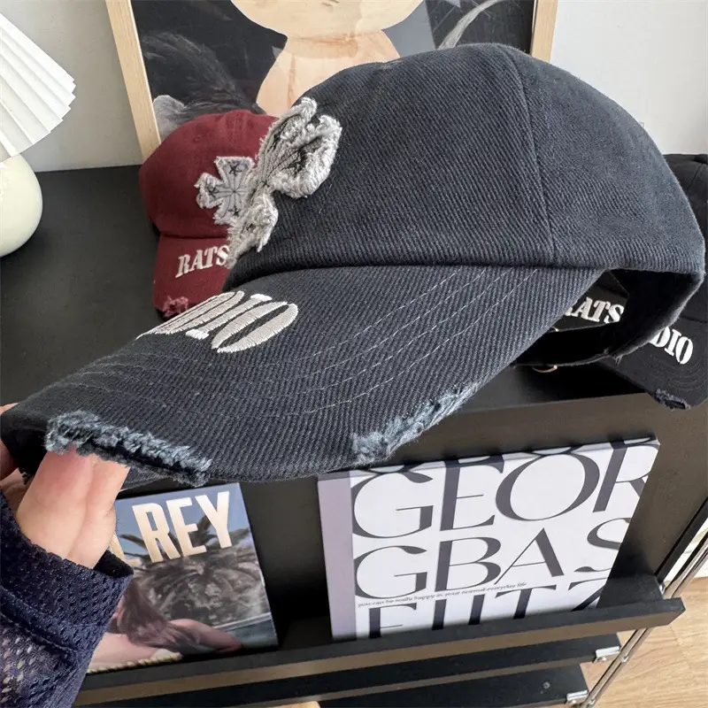 Women's Black Rats Studio Baseball Cap with Embroidered Clover — feature 4