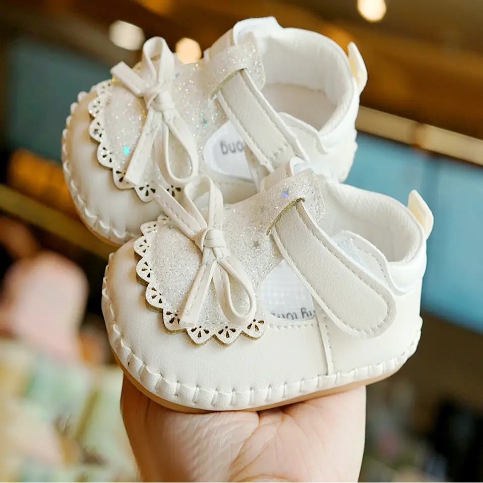 Pink Bow Baby Shoes for 0-1 Years Soft Sole Non-Slip