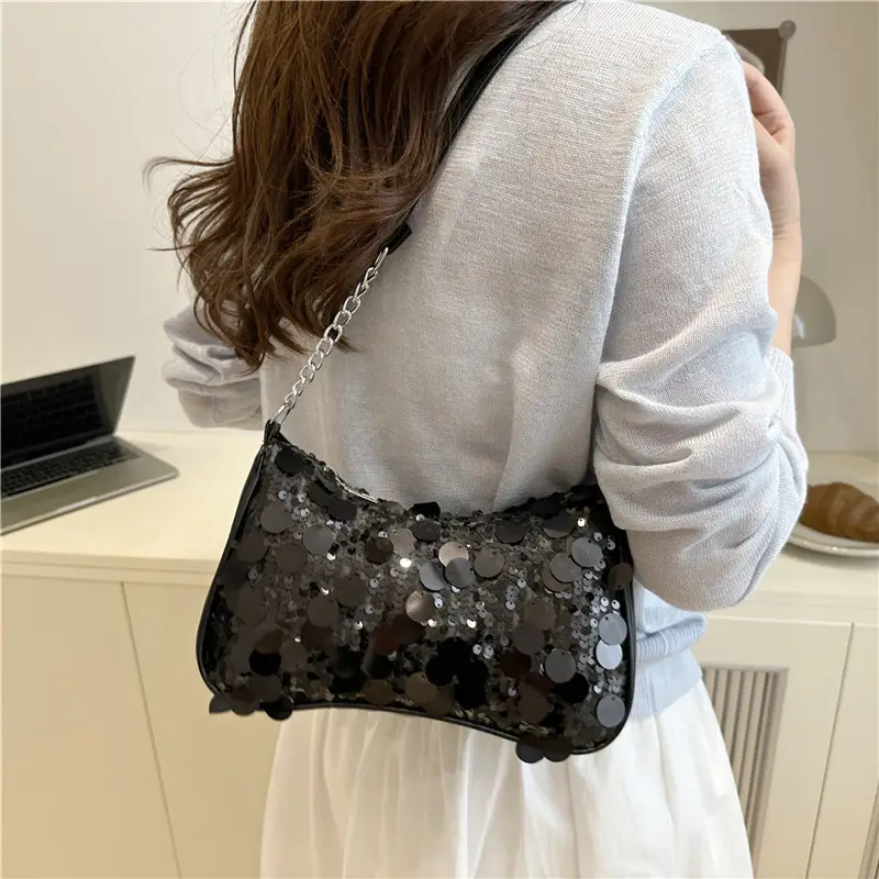 Transparent Sequin Chain Shoulder Bag for Women - Image 8