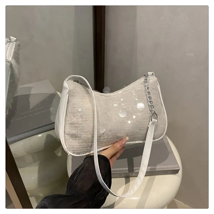 Transparent Sequin Chain Shoulder Bag for Women - Image 2