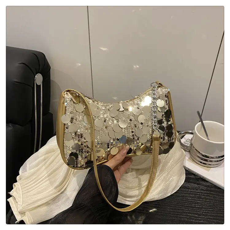 Transparent Sequin Chain Shoulder Bag for Women - Image 4