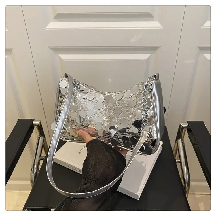 Transparent Sequin Chain Shoulder Bag for Women - Image 5