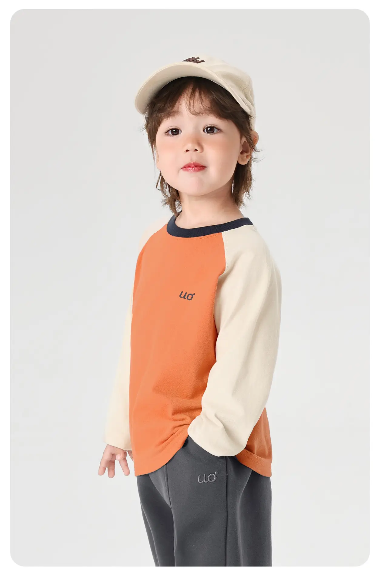 Girls Pure Cotton Long Sleeve T-Shirt Orange White 7A — feature 15