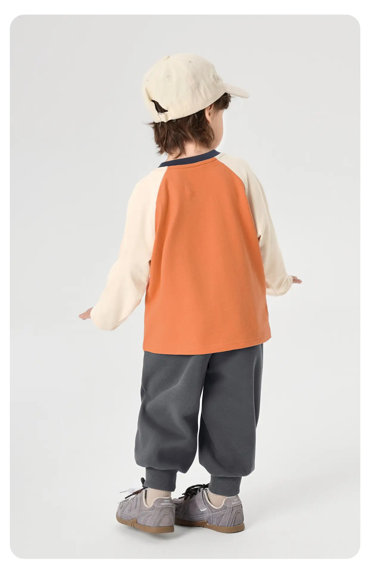 Girls Pure Cotton Long Sleeve T-Shirt Orange White 7A — feature 16