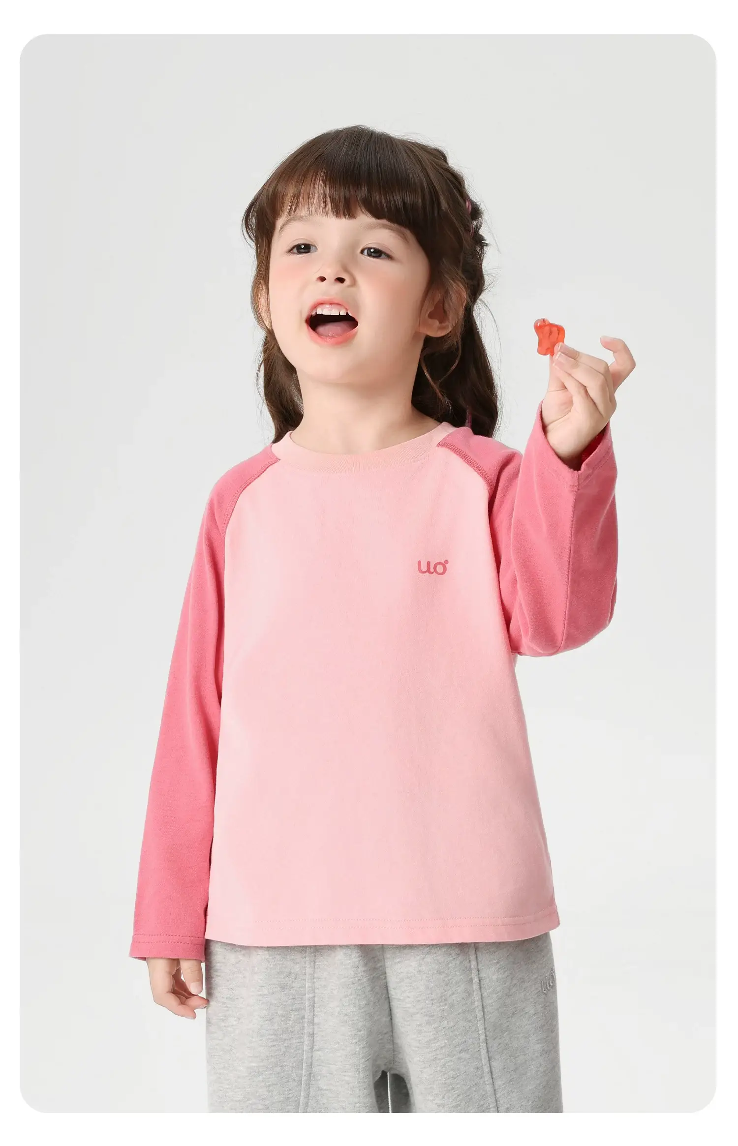 Girls Pure Cotton Long Sleeve T-Shirt Orange White 7A — feature 19