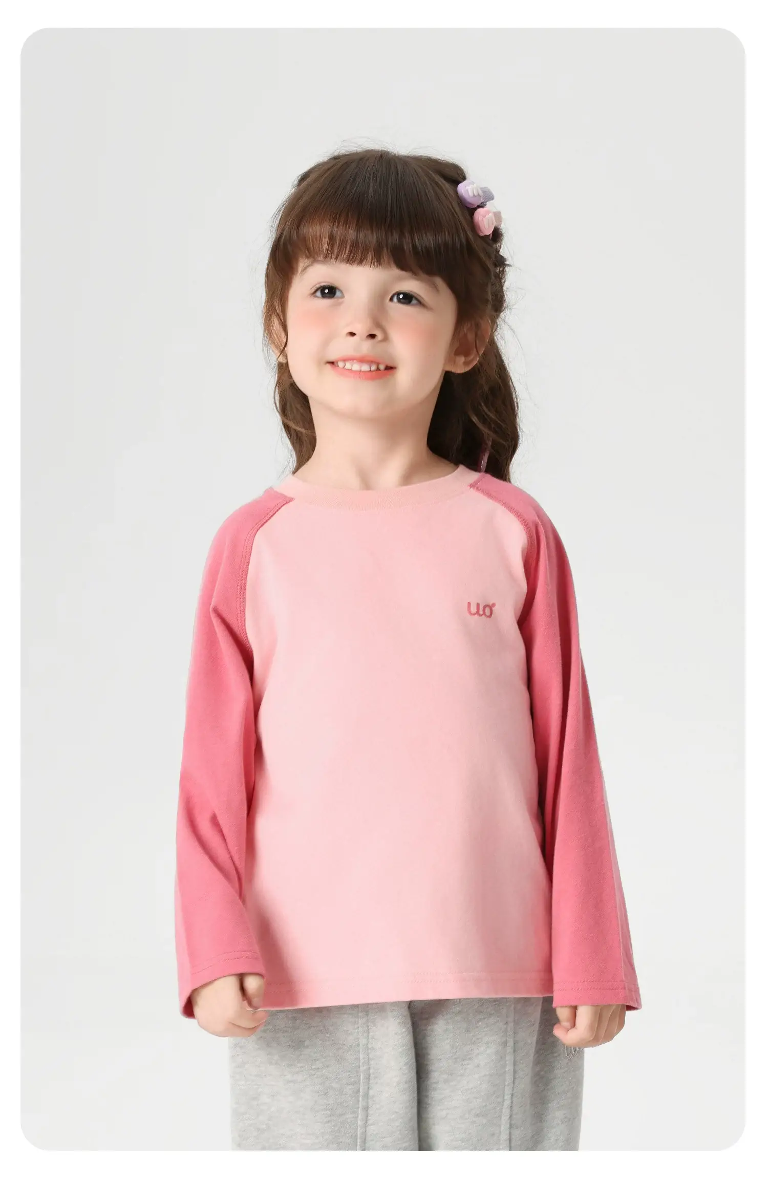Girls Pure Cotton Long Sleeve T-Shirt Orange White 7A — feature 20
