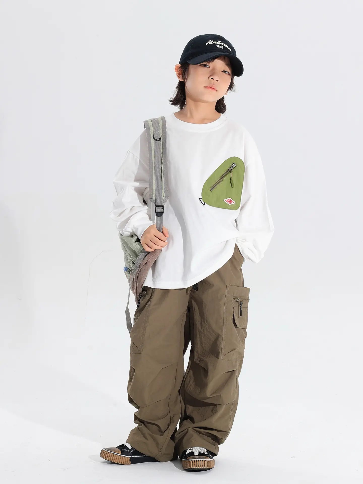 Japanese Style Boys T-Shirt Navy Blue Purple Pocket 2025 - Image 4