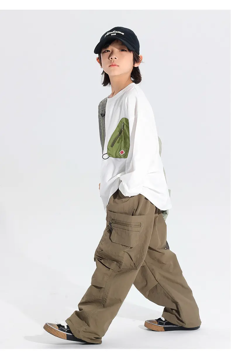 Japanese Style Boys T-Shirt Navy Blue Purple Pocket 2025 — feature 12