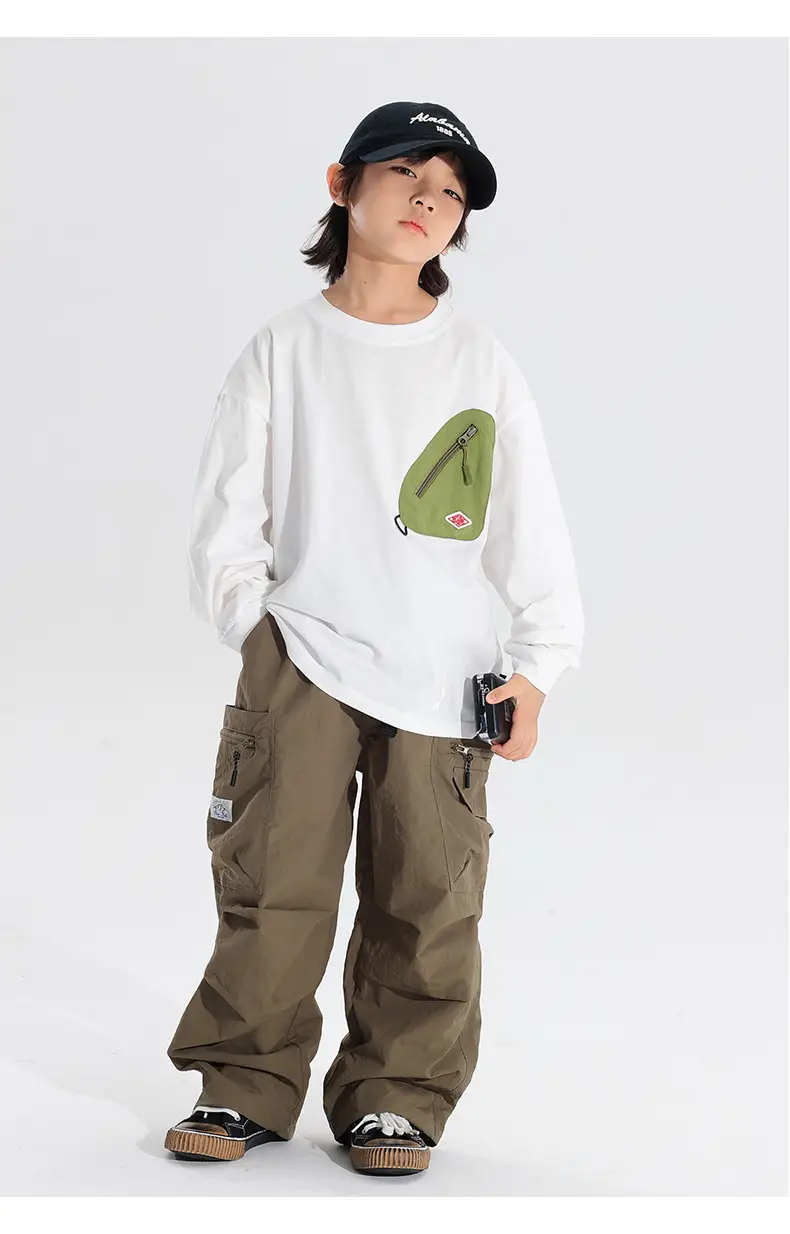 Japanese Style Boys T-Shirt Navy Blue Purple Pocket 2025 — feature 15