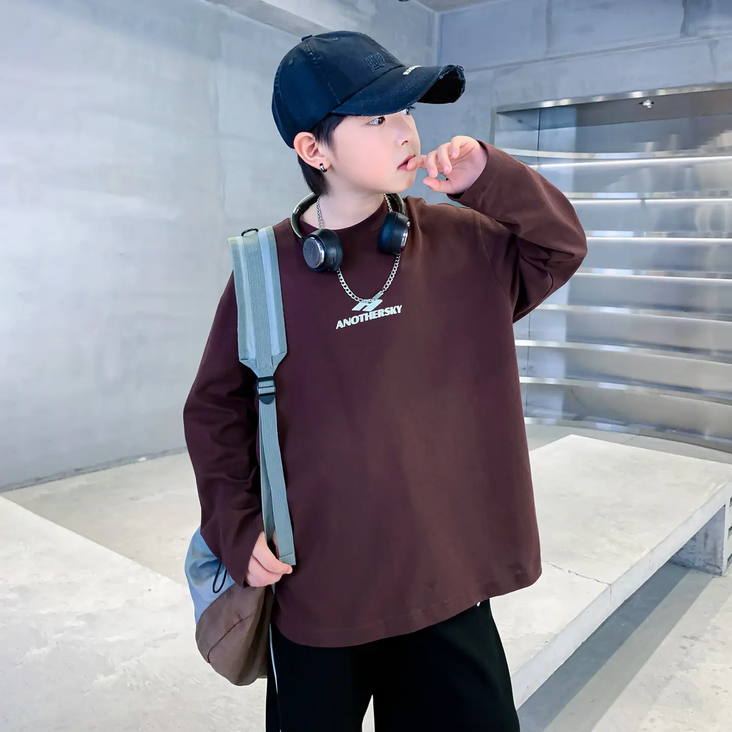 Children's Black Long Sleeve T-Shirt Kidsren 2026 - Image 2