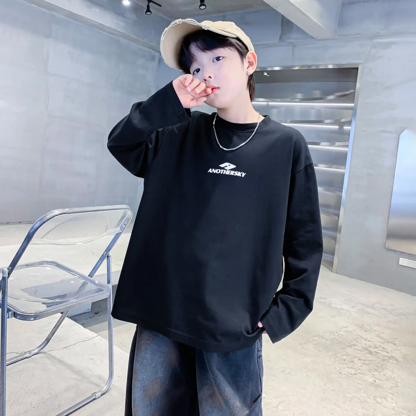 Children's Black Long Sleeve T-Shirt Kidsren 2026 - Image 3