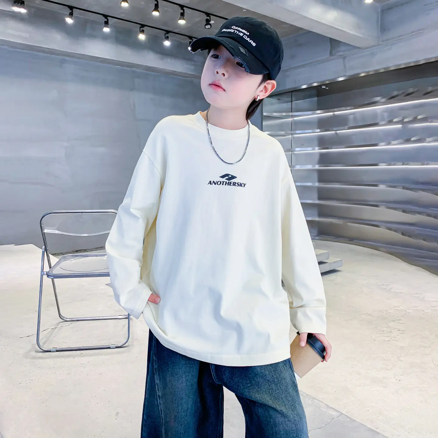 Children's Black Long Sleeve T-Shirt Kidsren 2026 - Image 4