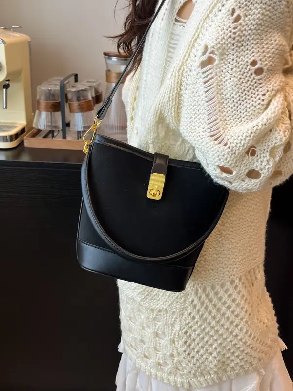 Women's Crossbody Bag Beige Leather Bucket Design 2025 - Image 7
