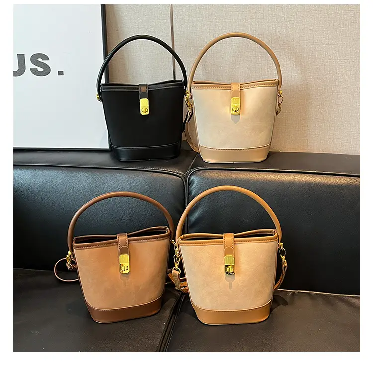 Women's Crossbody Bag Beige Leather Bucket Design 2025 — feature 1