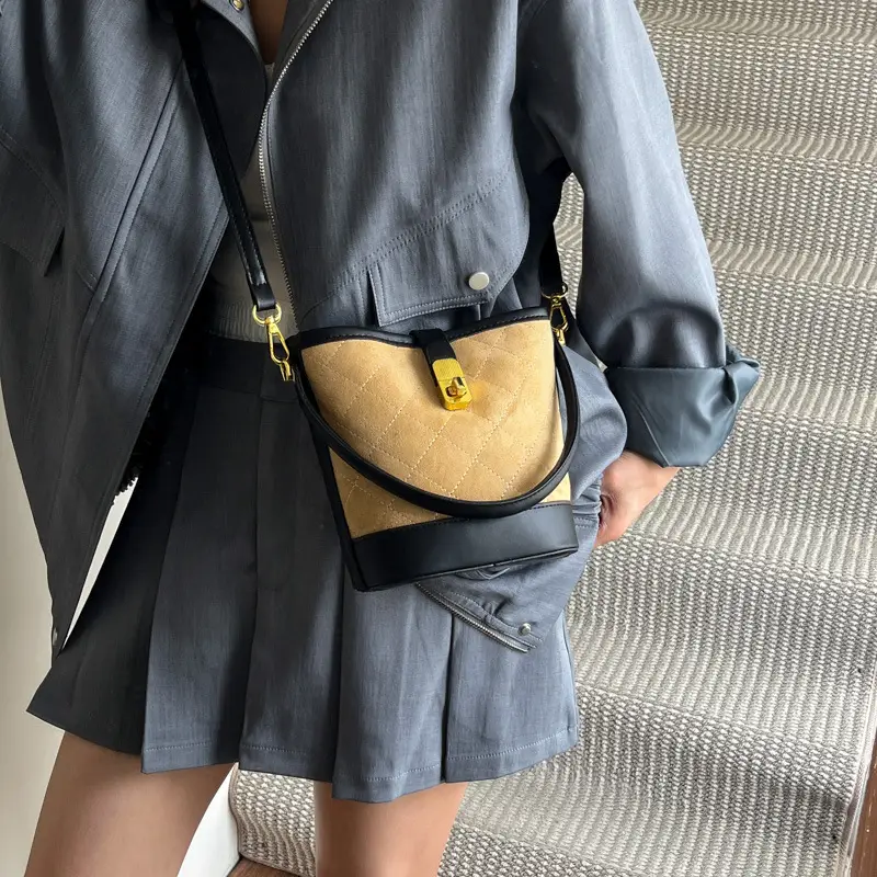 Retro Brown Quilted Shoulder Crossbody Bag for Women