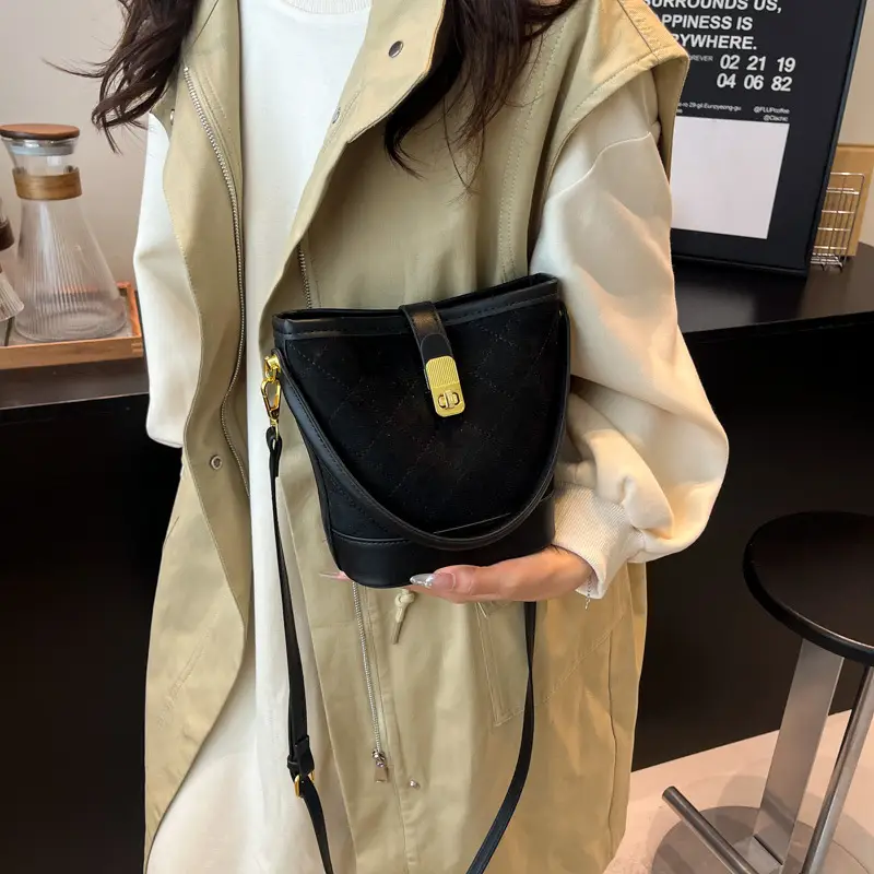 Retro Brown Quilted Shoulder Crossbody Bag for Women